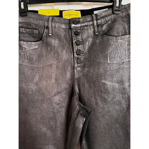 Circus NY High Rise Slim Straight Size 30 Shimmer Stretch Black Silver NWT Sam E - Picture 8 of 11